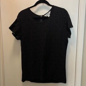Market & Spruce Black Round Neck Short Sleeve Tee